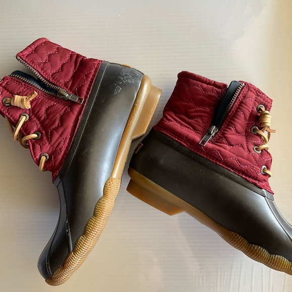 Sperry Women’s Red and Olive Duck Rain Boots size 8.5M - Picture 5 of 6